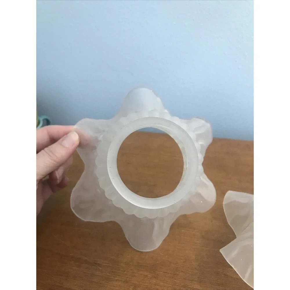 2 Frosted Glass Shade Globe Ruffled Replacement Ceiling Fan Vanity Light Fixture